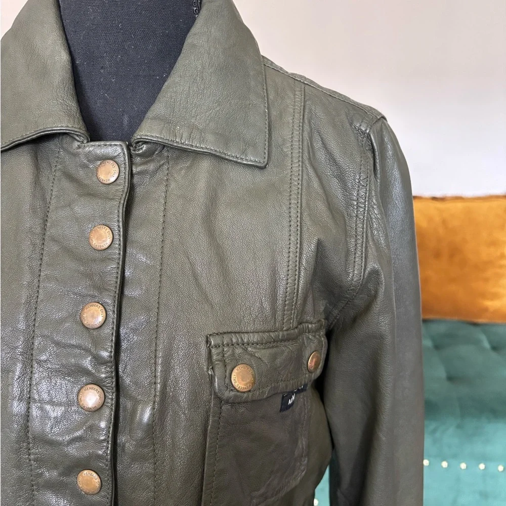 Members Only Vintage Olive Green Leather Jacket - Picture 3 of 16